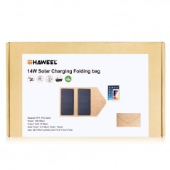 HAWEEL 14W Foldable Solar Panel Charger with 5V 2.1A Max Dual USB Ports (Beige)