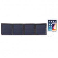 HAWEEL 14W Panel Solar Portátil 4-Fold ETFE con 5V 2.1A puertos doble USB soporte QC3.0 y AFC (Negro)