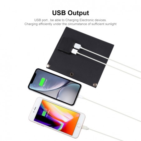 HAWEEL 14W Panel Solar Portátil 4-Fold ETFE con 5V 2.1A puertos doble USB soporte QC3.0 y AFC (Negro)