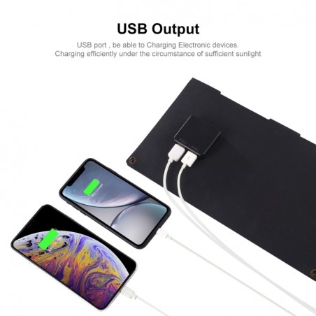 HAWEEL 14W Panel Solar Portátil 2-Fold ETFE con 5V 2.1A puertos doble USB soporta QC3.0 y AFC (Negro)