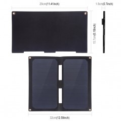 HAWEEL 14W 2-Fold ETFE Solar Panel Charger with 5V 2A Max Dual USB Ports (Black)