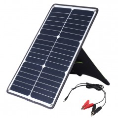 HAWEEL Panel Solar PortÁtil monocristalino 20 W con puerto USB y soporte y Tiger Clip soporte QC3.0 y AFC