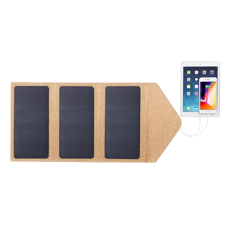 HAWEEL 21W Foldable Solar Panel Charger with 5V 2.9A Max Dual USB Ports (Beige)