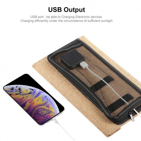 HAWEEL 21W Panel Solar Portátil Plegable doble salida USB 5V 2.9A 5V 2.9A (Beige)
