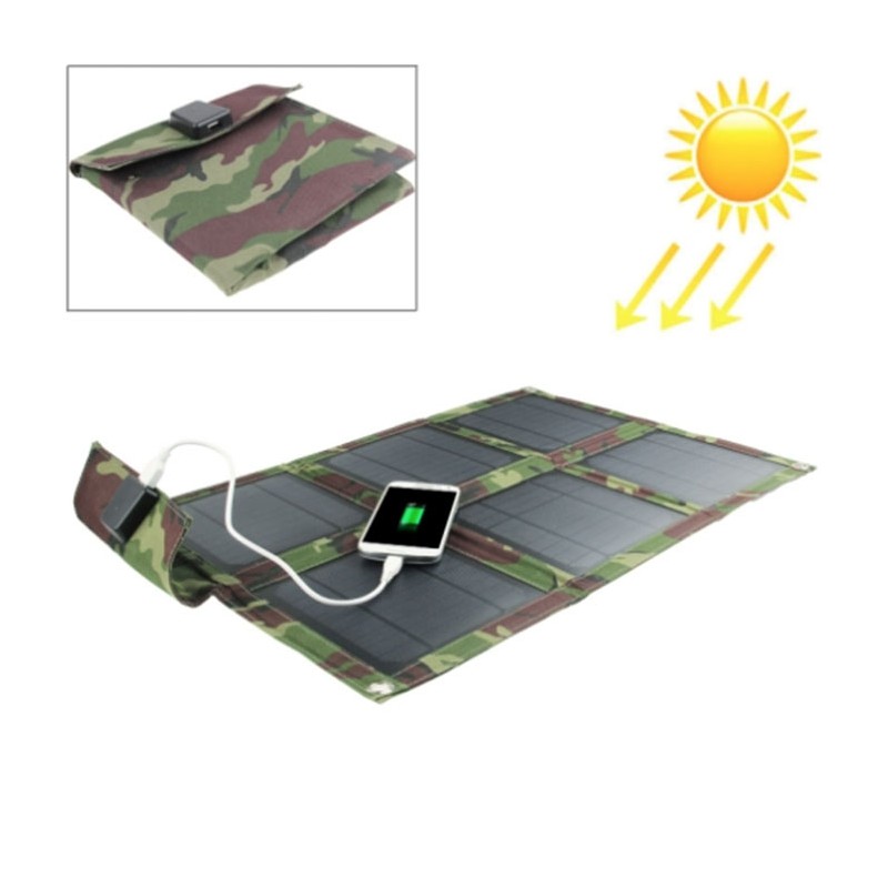 Panel Solar Portátil Plegable de 15W camuflaje para móviles