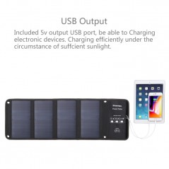 HAWEEL 28W Foldable Solar Panel Charger with 5V 2.9A Max Dual USB Ports Black