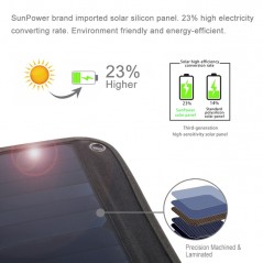HAWEEL 28W Foldable Solar Panel Charger with 5V 2.9A Max Dual USB Ports Black