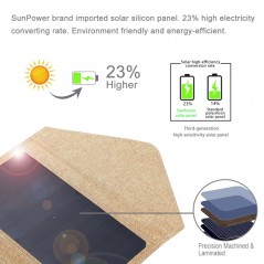 HAWEEL 28W Foldable Solar Panel Charger with 5V 2.9A Max Dual USB Ports Beige