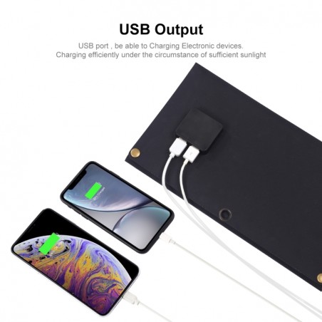 HAWEEL 21W 3-Fold ETFE Solar Panel Charger with 5V 3A Max Dual USB Ports Support QC3.0 and AFC (Black)