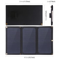HAWEEL 21W Panel Solar Portátil 3-Fold ETFE con 5V 3A puertos doble USB soporta QC3.0 y AFC (Negro)