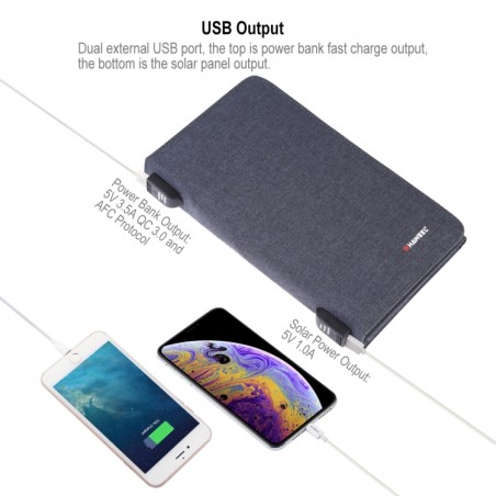 HAWEEL 28W Foldable Solar Panel Charger 8000mAh Power Bank with 5V 3.5A Max Dual USB Ports (Black)