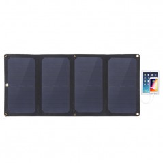 HAWEEL 28W 4-Fold ETFE Solar Panel Charger with 5V 3A Max Dual USB Ports, Support QC3.0 and AFC (Black)