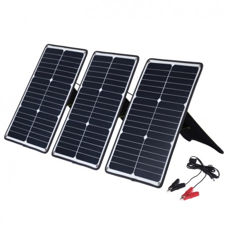 HAWEEL 60W 3 PCS 20W Monocrystalline Silicon Solar Power Panel Charger USB & Holder & Tiger Clip QC3.0 and AFC (Black)