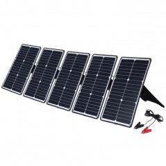 HAWEEL 100W 5 Piezas Panel Solar Portátil monocristalino 20 W con puerto USB y soporte y Tiger Clip soporte QC3.0 y AFC