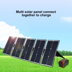 HAWEEL 100W 5 Piezas Panel Solar Portátil monocristalino 20 W con puerto USB y soporte y Tiger Clip soporte QC3.0 y AFC