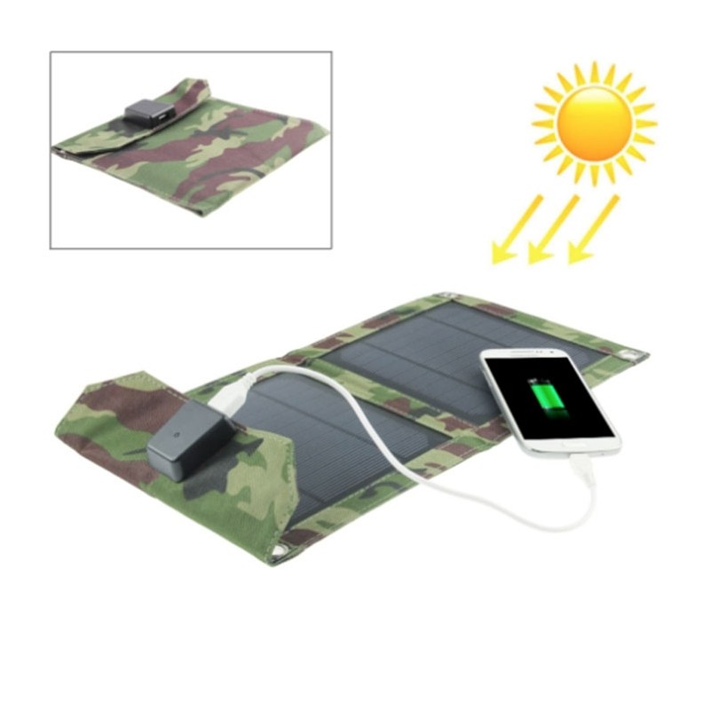Panel Solar Portátil Plegable de 5W camuflaje para móviles