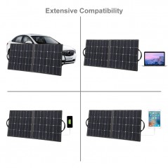HAWEEL 100W Portable Foldable Solar Charger Outdoor Travel Rechargeable Folding Bag with 2 Solar Panels & USB Port & Handle