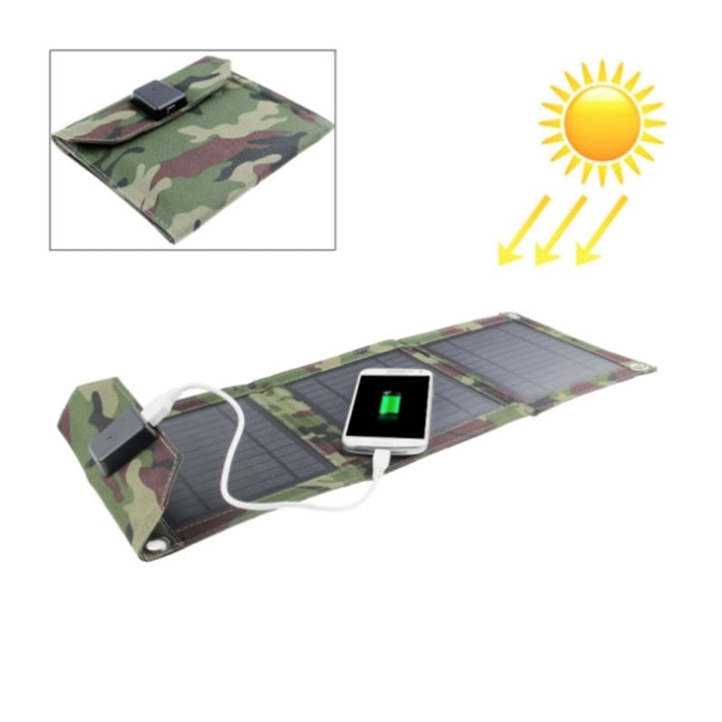 Panel Solar Portátil Plegable de 7W camuflaje para móviles