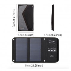 HAWEEL 14W Panel Solar Portátil Plegable con doble salida USB 5V 2.1A