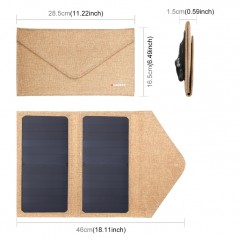 HAWEEL 14W Foldable Solar Panel Charger with 5V 2.1A Max Dual USB Ports (Beige)
